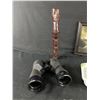 Image 2 : Vintage Lot - 7x50 Binoculars, Postcards, 13" Wood Totem Carving & Framed Picture
