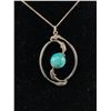 Image 2 : 925 Sterling Silver Chain w/ Turqouise Stone Pendant Necklace