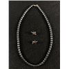 Image 1 : Black Alaskan Diamond Hemetite Stone Beads Necklace and Pair Stud Earrings
