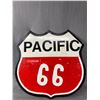 Image 2 : Doubled Sided Repainted Pacific 66 Metal Sign. Approx. 19" x 20"
