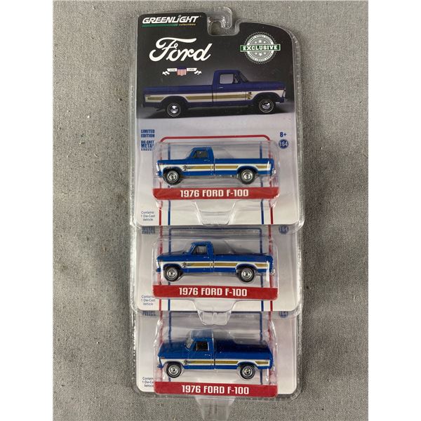 3 L.E. GreenLight Die-Cast 1:64 Scale 1976 Ford F-100 Vehicles