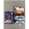 Image 1 : 3 L.E. GreenLight Die-Cast 1:64 Scale Vehicles - Airstream Trailer & 2 Hawaii Surf Shop '76 VW Cab P