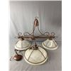 Image 1 : 2 Matching Metal Ceiling Light Fixtures w/ Glass Shades - 2 Light Island Approx. 34"L w/13" D Shades
