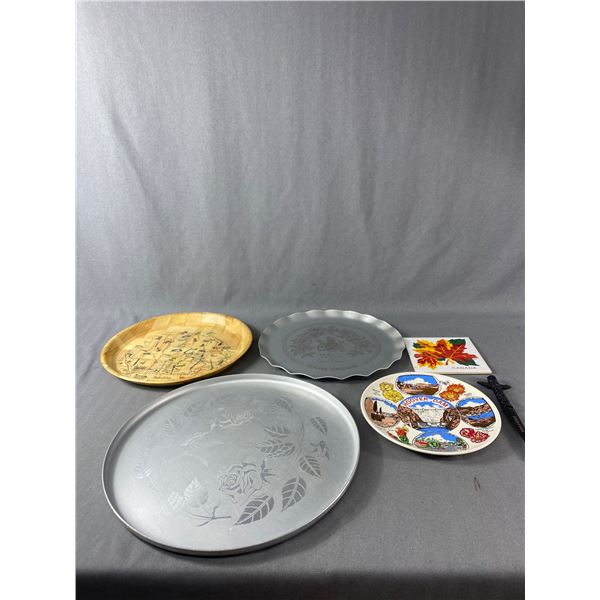 Canada & BC Collectibles - 2 Silhouette Platters & 4 Souveniers