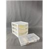 Image 1 : 2 Storage Containers - 3 Drawer Unit (Approx. 7"H x 7" x 7.5") & 5 Compartment Box w/ Contents (Appr