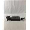Image 1 : Vintage Wood Carved Elephant Décor Lot- 6" x 3 3/4" x 1.5") Trinket Box & 2 Elephant Figures (2" & 3