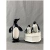 Image 1 : Vintage Otigari Japan Penguins Musical Box & 5" H Stone Penguin