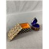 Image 2 : Very Old Trinket Boxes -2.5" x 1.5" Layered Semi-Precious Stones Metal Heart & 4.5" x 3.5" x 1.5" Ra