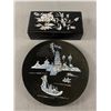 Image 1 : Vintage Mother Of Pearl Inlay Asian Box Approx. 7" x 3.5" x 1 3/4" & 7 3/4" Plate