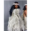 Image 2 : 2 Vintage "First Nations" Dolls On Stands w/ Hand Crafted Knitted Outfits Approx. 15"H