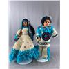 Image 1 : 2 Vintage "First Nations" Dolls On Stands w/ Hand Crafted Knitted Outfits Approx. 15"H