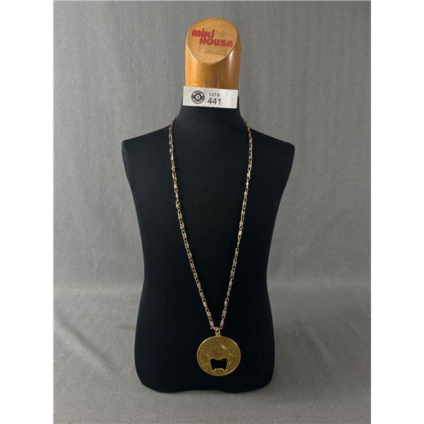 Exceptional Mexican Pendant w/ Gold Plated Chain Necklace