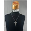 Image 1 : Vintage Silver Plated w/ Rhinestones Cheer Leader Girl w/ Moving Legs Pendant & Chain Necklace