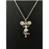 Image 2 : Vintage Silver Plated w/ Rhinestones Cheer Leader Girl w/ Moving Legs Pendant & Chain Necklace