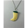 Image 2 : Vintage Walrus Ivory Horn Pendant w/ Chain Necklace , Marked 925