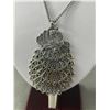 Image 2 : Vintage Silver Tone Peacock Pendant w/ Chain Necklace