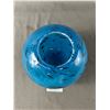 Image 2 : Heavy Blue & Black Swirl Glass Vase. Approx, 7" H