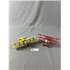 Image 1 : 2 Vintage Toy Planes Red Baron and British byplane 1:72 scale plastic planes