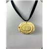 Image 2 : Vintage Hand Carved Bone Pendant w/ Blsck Velvet Chain Necklace