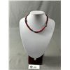 Image 1 : Lovely Vintage Red Coral w/ Turqouise Stones Choker Necklace