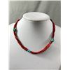 Image 2 : Lovely Vintage Red Coral w/ Turqouise Stones Choker Necklace