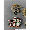 Image 2 : 4 Vintage Christmas Brooches, One Marked K.C.