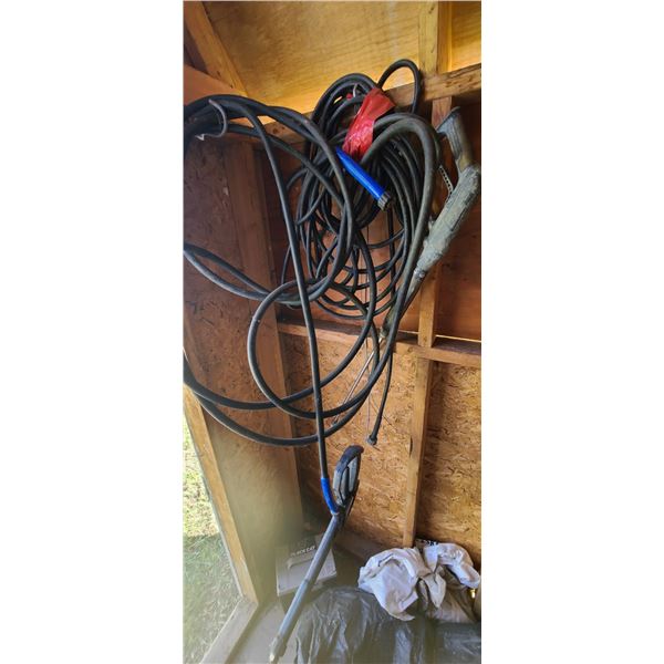 TWO PRESSURE WASHER WANDS, BATTERY CASE AND MISC