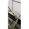 Image 8 : ASSORTED GARDEN TOOLS, PICK AXE, SHOVELS IN GARBAGE CAN