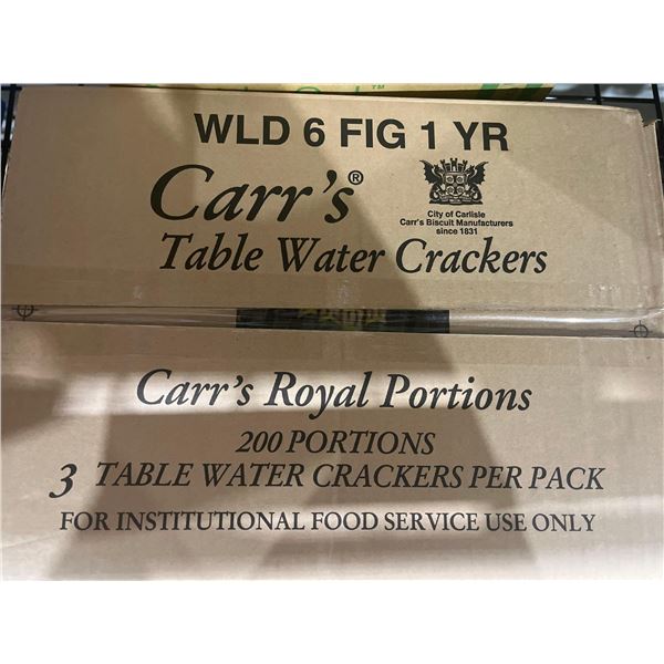 CASE LOT- Carr's Royal Portions Table Water Crackers 200 Portions 200x9g