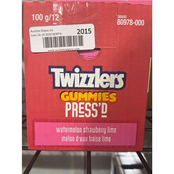 CASE LOT- Twizzlers Gummies PRESS'D Watermelon Strawberry Lime 12x100g