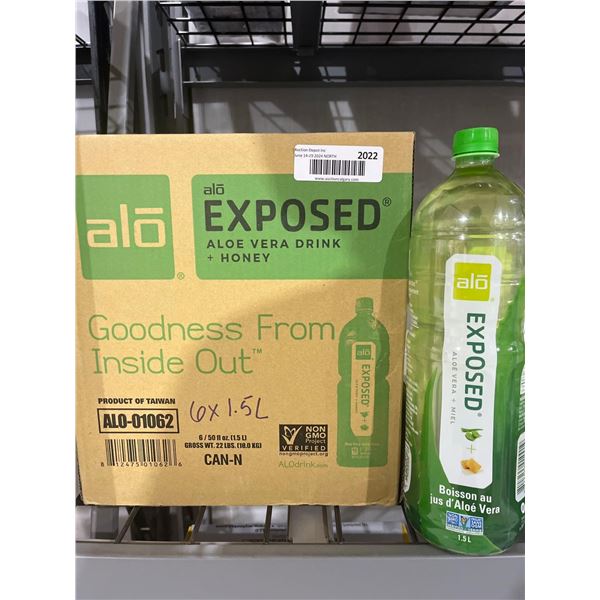 CASE LOT- alo EXPOSED Aloe Vera Drink with Honey 6x1.5L