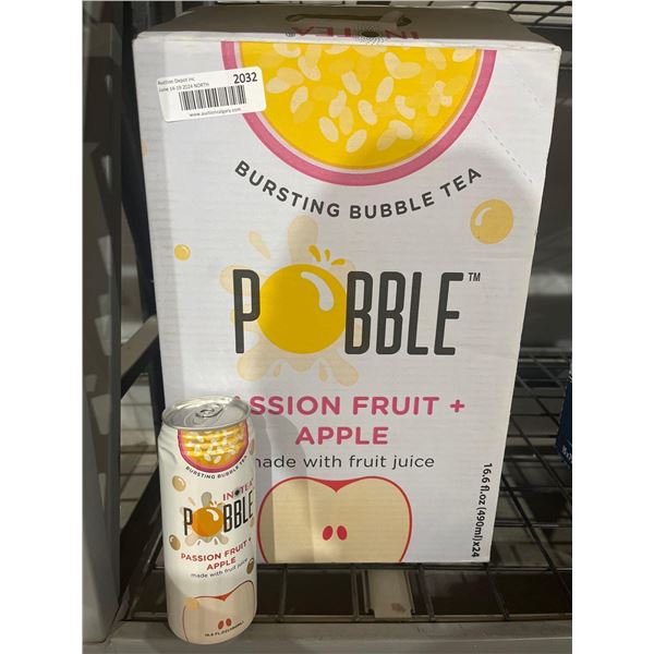 CASE LOT- POBBLE Bursting Bubble Tea Passion Fruit and Apple 24x490mL