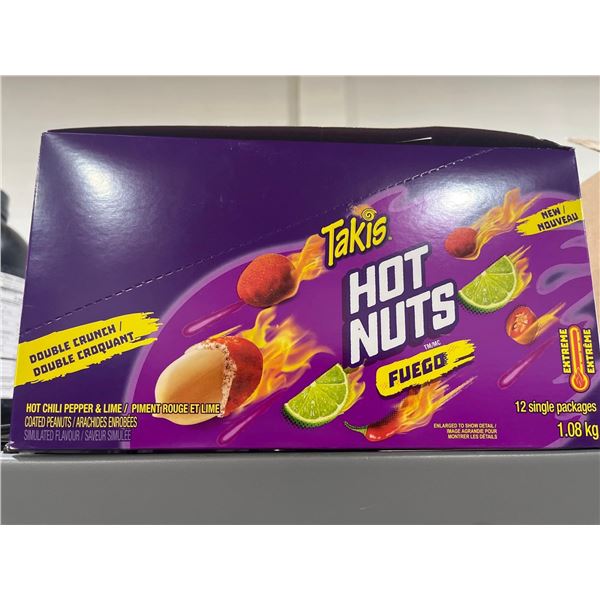 CASE LOT- Takis Hot Nuts Fuego Hot Chili Pepper and Lime Double Crunch 12x90g