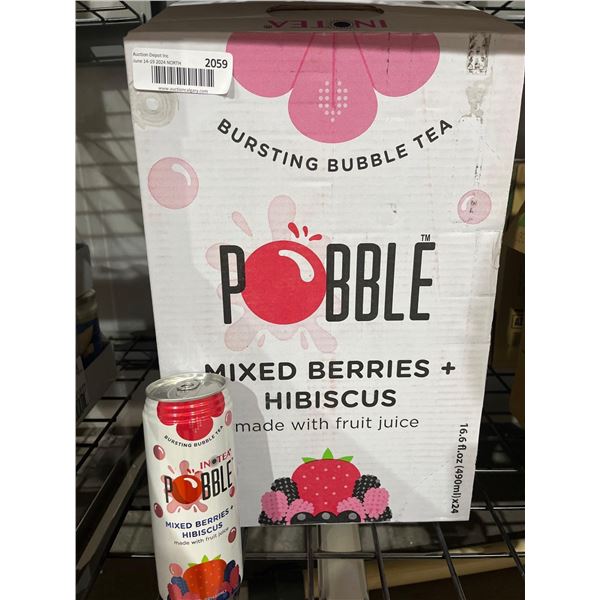 CASE LOT- Pobble Bursting Bubble Tea Mixed Berries + Hibiscus with Fruit Juice 24x490mL