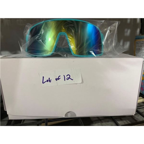 CASE LOT- Lot of 12 New Mirrored Blue and Green Sunglasses