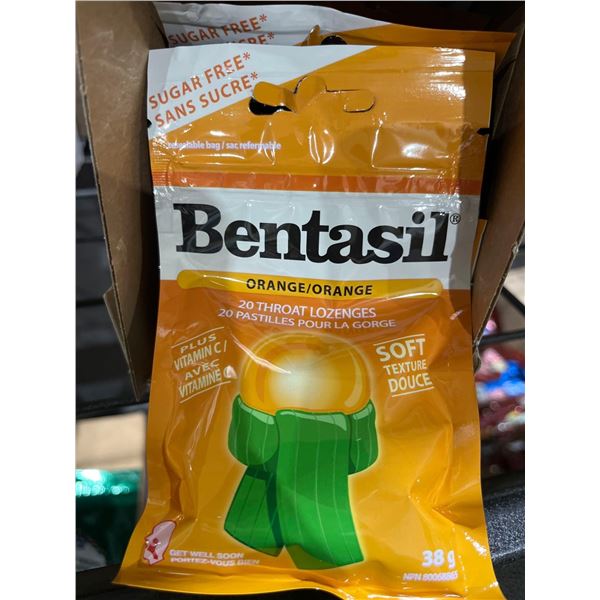 CASE LOT- Bentasil Sugar Free Throat Lozenges Orange Flavor 12x38g