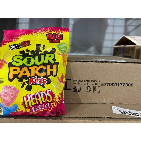 CASE LOT- Sour Patch Kids 2-in-1 Flavor Big Kids Heads 12x154g