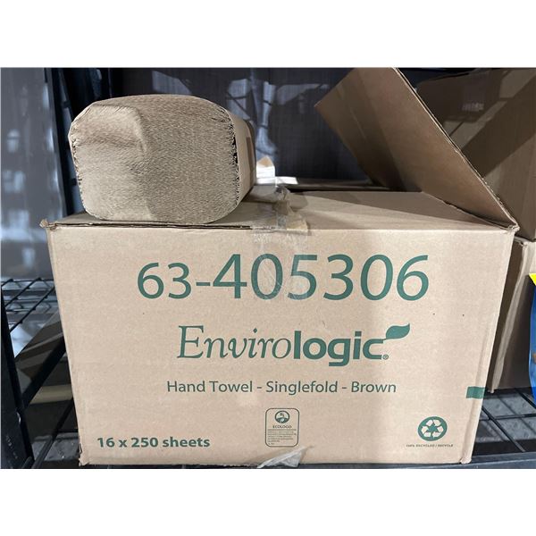 CASE LOT- Envirologic Singlefold Brown Paper Handtowls 16x250 sheets