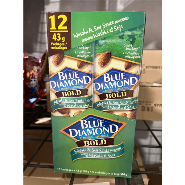 CASE LOT- Blue Diamond Bold Almonds Wasabi and Soy Sauce Flavor 12x43g