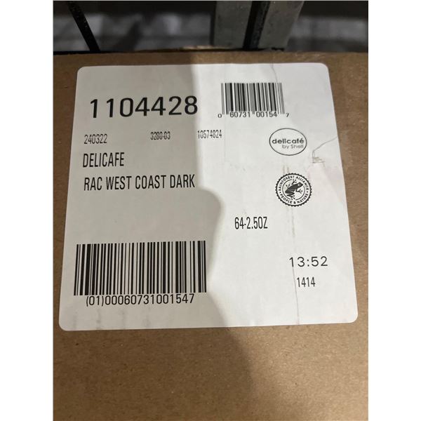 CASE LOT- DeliCafe RAC West Coast Dark Coffee 2.5oz x 64