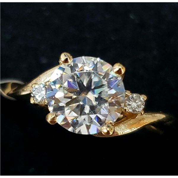 10K Yellow Gold  Diamond (1.5Ct,Si.Ef) Natural Diamond(0.09ct) Ring (~Size 6.5)(~weight 2.6g), Made 
