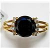 Image 1 : 10K Yellow Gold Black Diamond(1.7ct) Natural Diamond(0.1ct) Ring (~Size 6.5) (~weight 2.09g), Made i