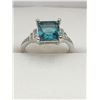 Image 1 : Aqua Marine Princess Cut 1.25 carat Solitaire Silver ring