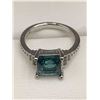 Image 3 : Aqua Marine Princess Cut 1.25 carat Solitaire Silver ring