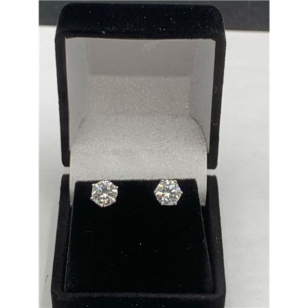 2.00 CT TW GRA CERTIFIED MOISSANITE VVS D COLOR SET IN STERLING SILVER EARRINGS RETAIL VALUE $1,425.
