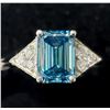 Image 1 : 14K White Gold Lab Blue & Natural Diamond 1.6+0.06Ct Ring (~Size 6.5) APPRAISED $6100.00