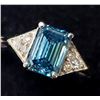 Image 3 : 14K White Gold Lab Blue & Natural Diamond 1.6+0.06Ct Ring (~Size 6.5) APPRAISED $6100.00
