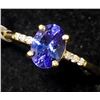 Image 2 : 10K Yellow Gold Natural Tanzanite(1ct) Diamond(0.05ct) Ring (~Size 6.5) (~weight 2g), Made in Canada