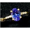 Image 3 : 10K Yellow Gold Natural Tanzanite(1ct) Diamond(0.05ct) Ring (~Size 6.5) (~weight 2g), Made in Canada