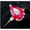Image 3 : 10K Yellow Gold Natural Ruby(1ct) Diamond(0.01ct) Ring (~Size 6.5)(~weight 1.6g), Appraised Retail $